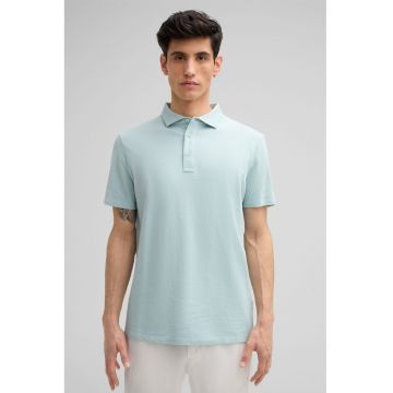 Tricou regularfit polo cu material texturat