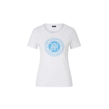 Tricou slim fit cu print frontal tip logo