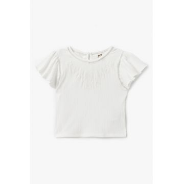 Tricou striat cu maneci butterfly