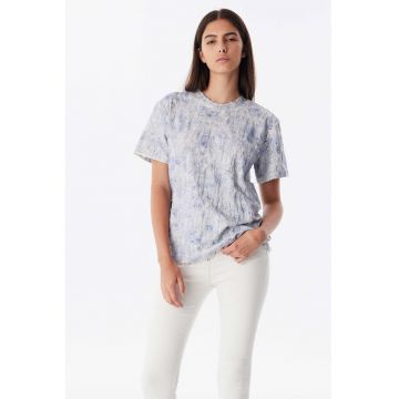 Tricou texturat cu decolteu la baza gatului