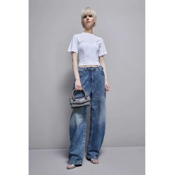 Tricou tip corset cu guler rotund