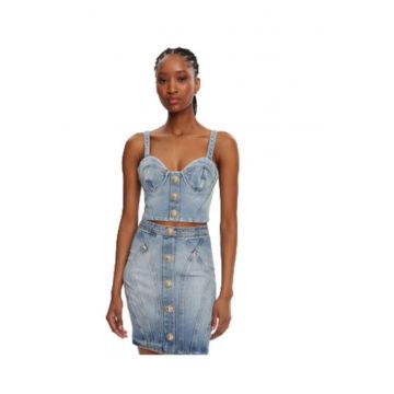 Top dama DF1AA345DE53 -  Bumbac/Elastan - Albastru
