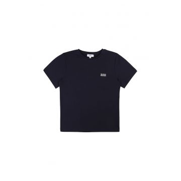 Tricou cu decolteu la baza gatului si logo pe piept