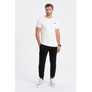 Tricou de bumbac cu decolteu la baza gatului