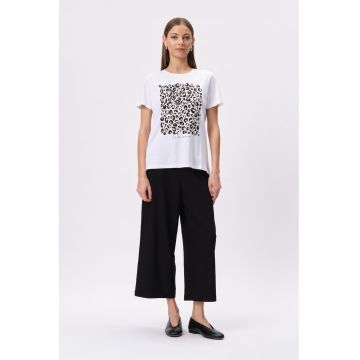 Tricou din amestec de bumbac cu animal print