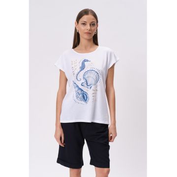 Tricou din amestec de modal cu decolteu rotund
