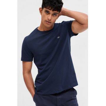 Tricou din bumbac cu decolteu la baza gatului