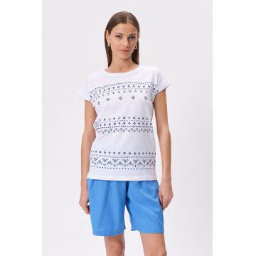 Tricou din bumbac cu imprimeu etnic