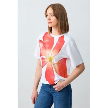 Tricou din bumbac cu imprimeu floral