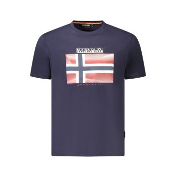 Tricou din bumbac barbati - cu imprimeu cu logo - Regular Fit - Bleumarin