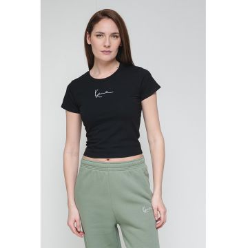 Tricou crop cu logo brodat