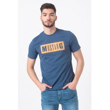 Tricou cu decolteu la baza gatului si imprimeu logo Alex
