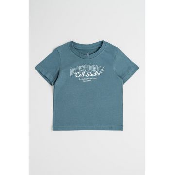 Tricou cu decolteu la baza gatului si imprimeu logo Makoto