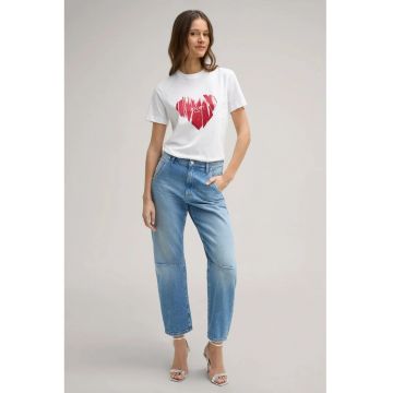 Tricou cu guler rotund si print frontal 30046948