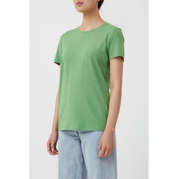 Tricou cu model uni si decolteu rotund