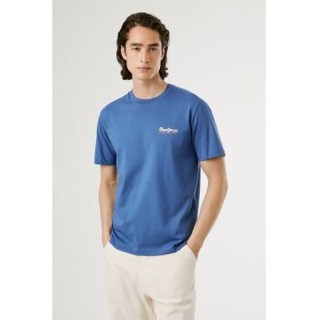 Tricou de bumbac cu decolteu la baza gatului