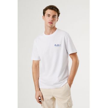 Tricou de bumbac cu decolteu la baza gatului