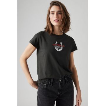 Tricou de bumbac cu logo in relief