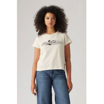 Tricou de bumbac cu logo in relief