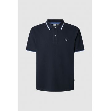 Tricou polo regular fit cu terminatii contrastante