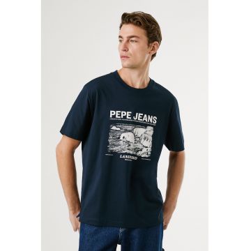 Tricou regular fit cu imprimeu logo si grafic
