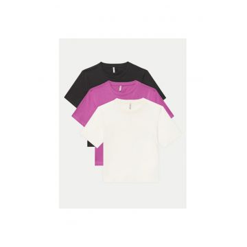 Set 3 tricouri fete -  304930980 - Bumbac - Multicolor