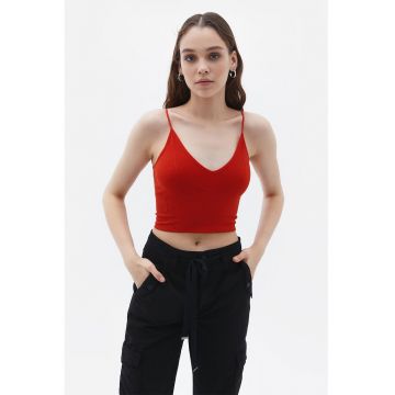 Top crop cu bretele inguste