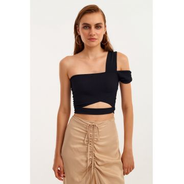 Top crop cu prindere cu snururi la terminatie