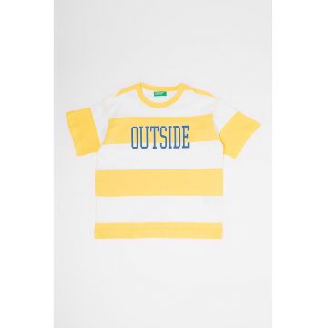 Tricou cu dungi si imprimeu text