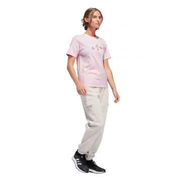 Tricou cu imprimeu logo si decolteu la baza gatului