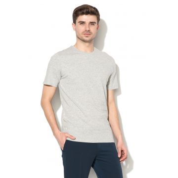 Tricou de bumbac cu decolteu la baza gatului