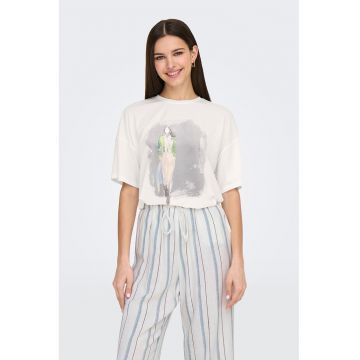 Tricou din amestec de lyocell cu imprimeu grafic