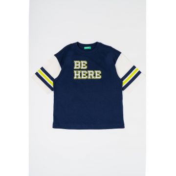 Tricou din bumbac cu imprimeu text