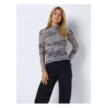 Tricou  imprimeu camuflaj - maneci lungi - decolteu rotund - gri - elastan