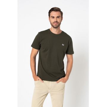 Tricou regular fit cu decolteu la baza gatului - din bumbac organic