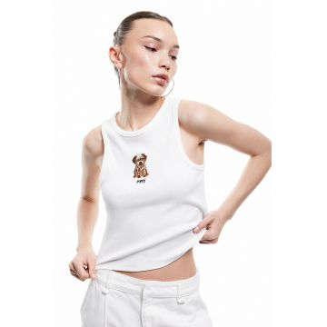 Top crop cu decolteu rotund
