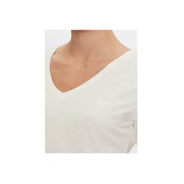 Tricou 4FWAW24TTSHF1649 Ecru Slim Fit - Bumbac