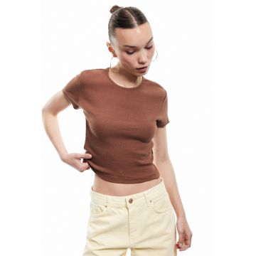 Tricou crop din amestec de bumbac