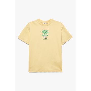 Tricou cu decolteu la baza gatului si imprimeu cu desene animate