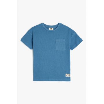 Tricou de bumbac cu buzunar pe piept