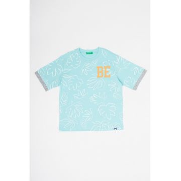 Tricou de bumbac cu model tropical