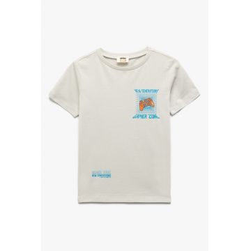 Tricou din bumbac cu decolteu la baza gatului