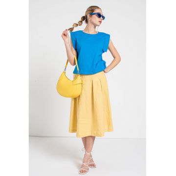 Tricou din bumbac cu decolteu la baza gatului