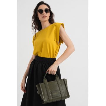 Tricou din bumbac cu decolteu la baza gatului