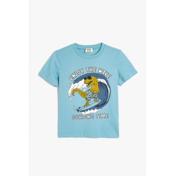 Tricou din bumbac cu imprimeu cu dinozaur