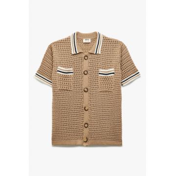 Tricou polo tricotat cu nasturi