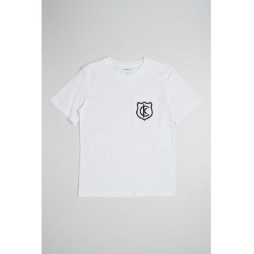 Tricou cu decolteu la baza gatului si logo brodat