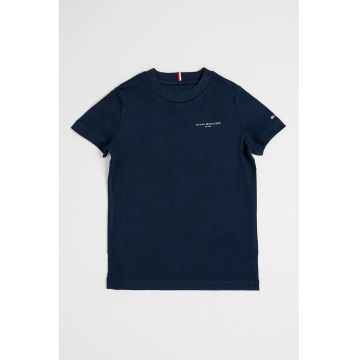 Tricou de bumbac cu decolteu la baza gatului