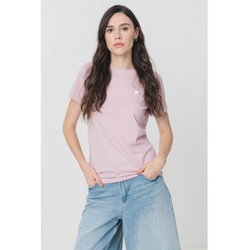 Tricou de bumbac cu decolteu la baza gatului