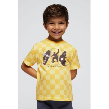 Tricou de bumbac cu decolteu la baza gatului